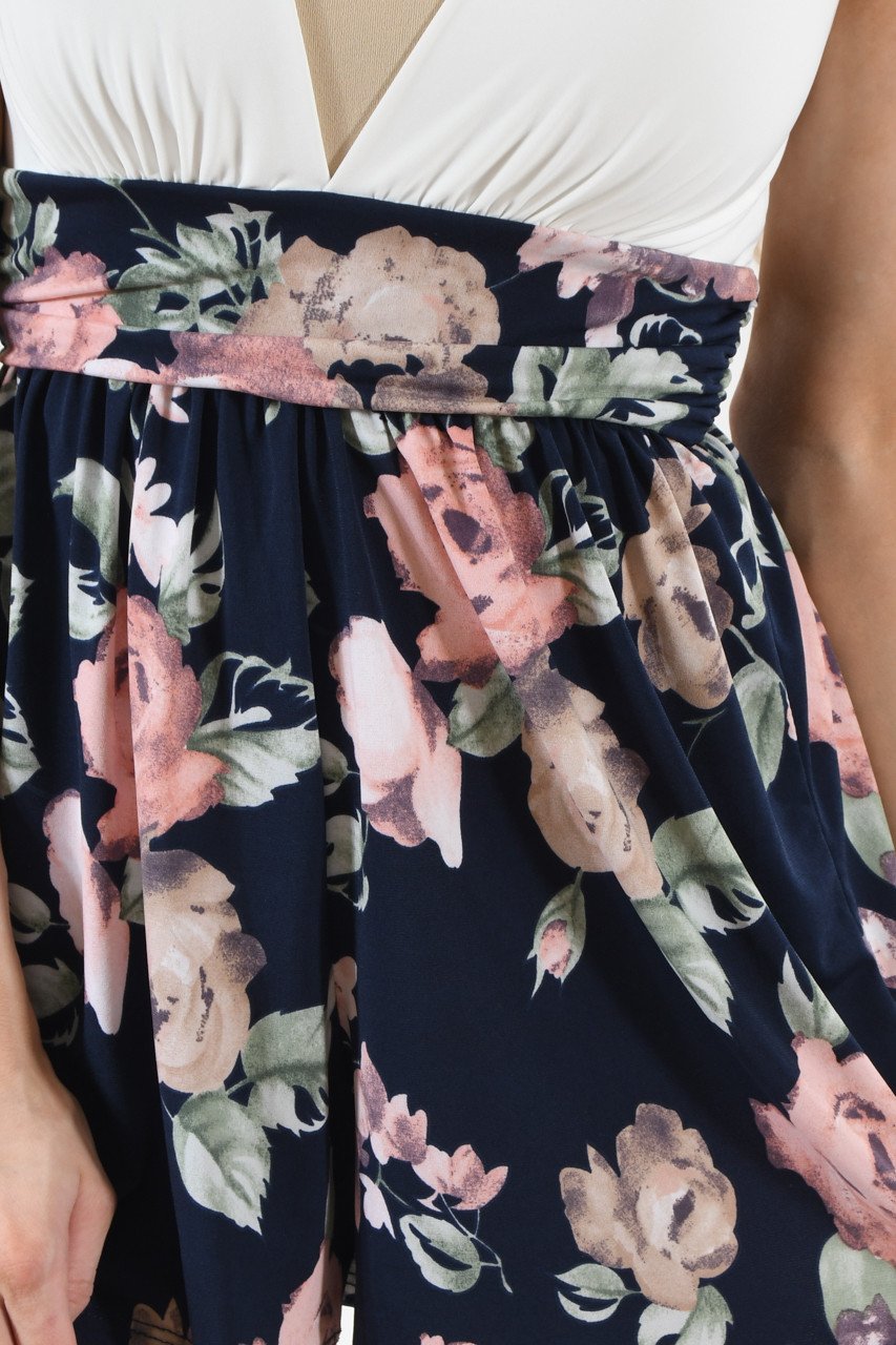 Cream & Floral Romper
