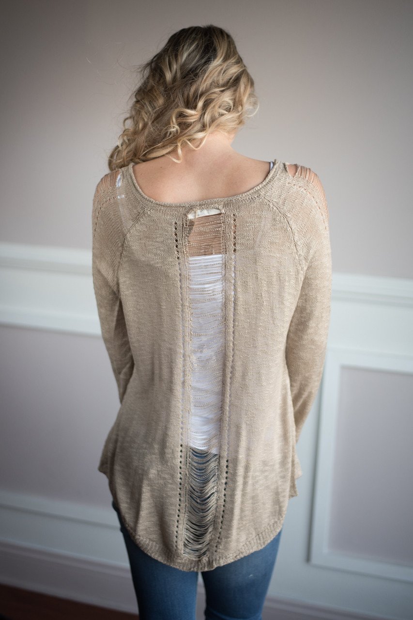 Just for Looks Sweater Top ~ Mocha