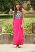 Hot Pink Aztec Maxi Dress