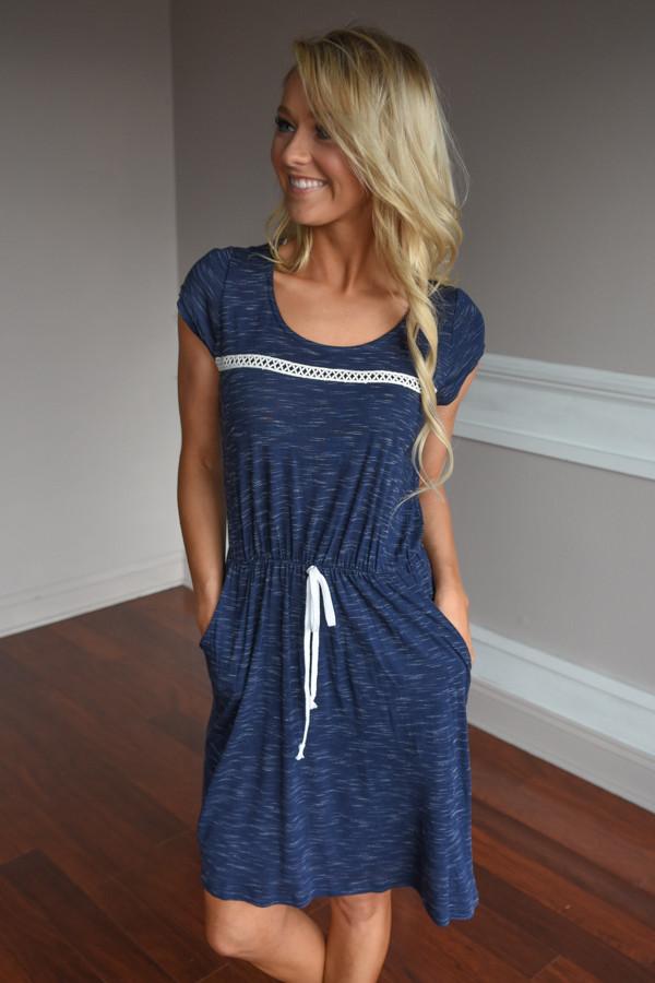 Don't Leave Me Waiting Dress ~ Navy