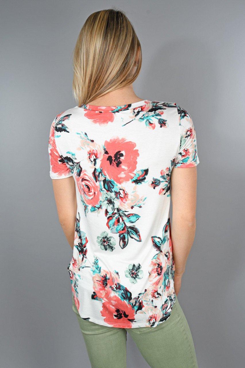Speechless Floral Top ~ Teal