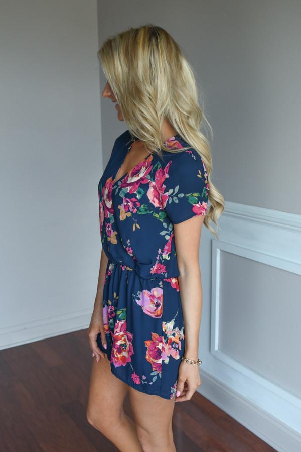 Everly Navy Floral Romper
