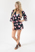 Wherever You Go Navy Floral Romper