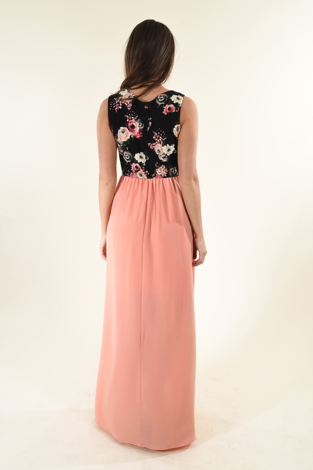 Peach Floral Maxi Dress