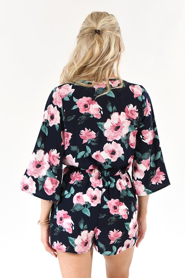 Wherever You Go Navy Floral Romper