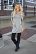 Grey Button Down Pocket Top