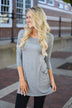 Grey Button Down Pocket Top