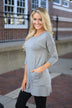 Grey Button Down Pocket Top