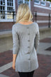Grey Button Down Pocket Top