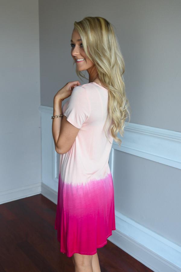 Reverse Ombre Dress ~ Hot Pink