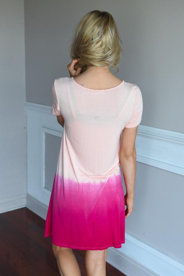 Reverse Ombre Dress ~ Hot Pink