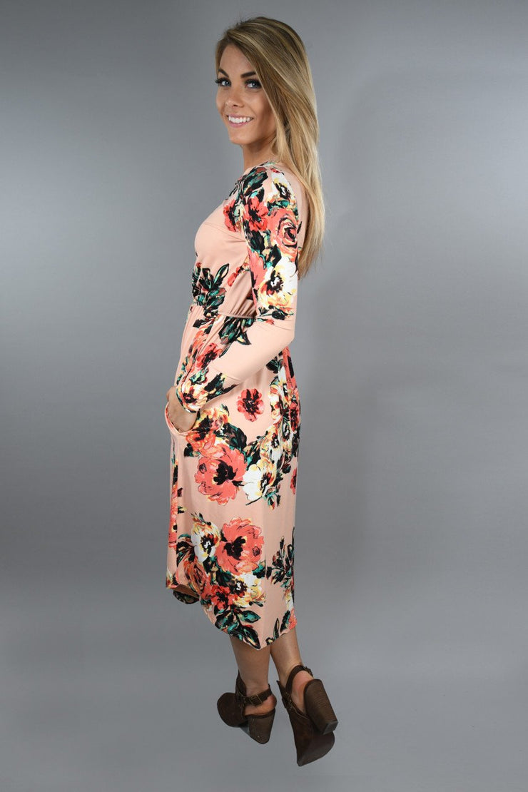 Burst of Color Peach Dress – The Pulse Boutique