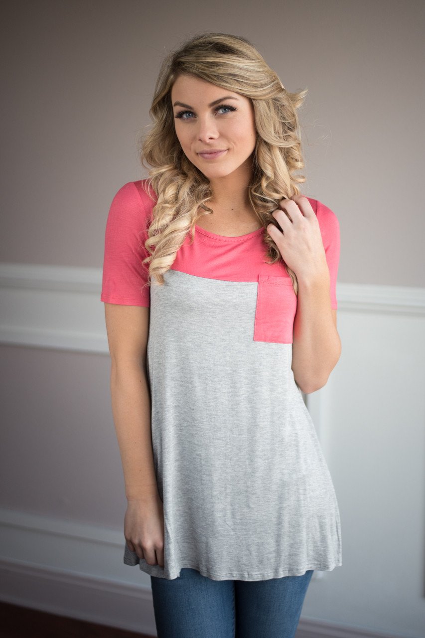 Coral Pocket Top