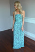 Mint & Gray Damask Maxi Dress with Pockets