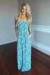 Mint & Gray Damask Maxi Dress with Pockets