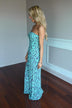 Mint & Gray Damask Maxi Dress with Pockets