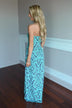 Mint & Gray Damask Maxi Dress with Pockets