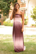 Strapless Ombre Maxi Dress - Mauve