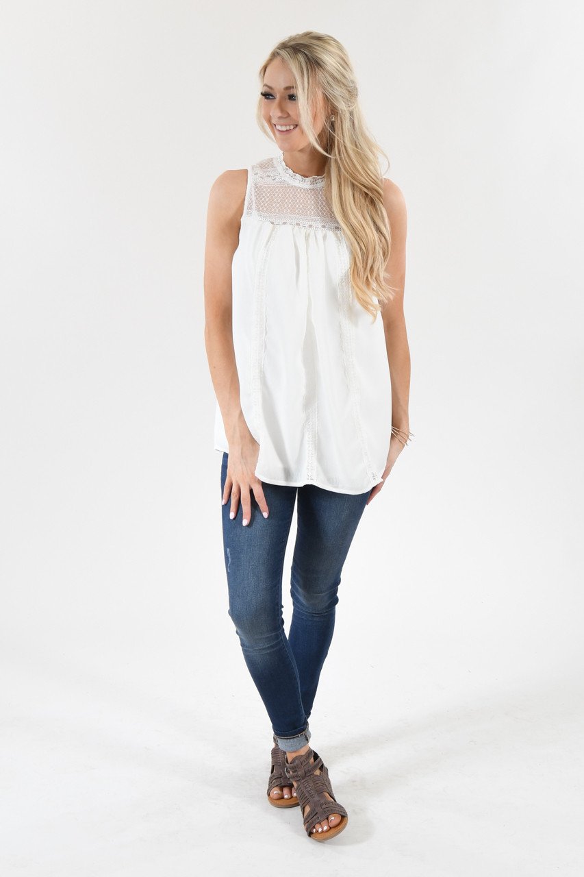 White Lace Tank Top