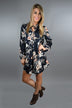 Navy and Light Coral Floral Dress