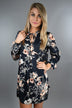 Navy and Light Coral Floral Dress