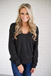 Deep Charcoal Knit Back Lace Sweater