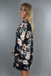 Navy and Light Coral Floral Dress