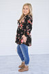 Southern Belle Floral Top in Black