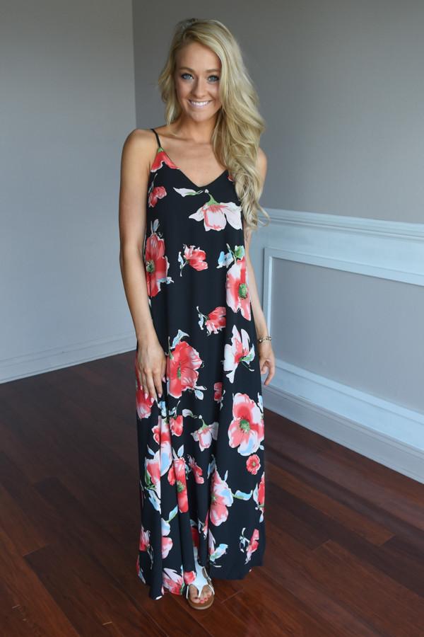 Black Floral Maxi Dress