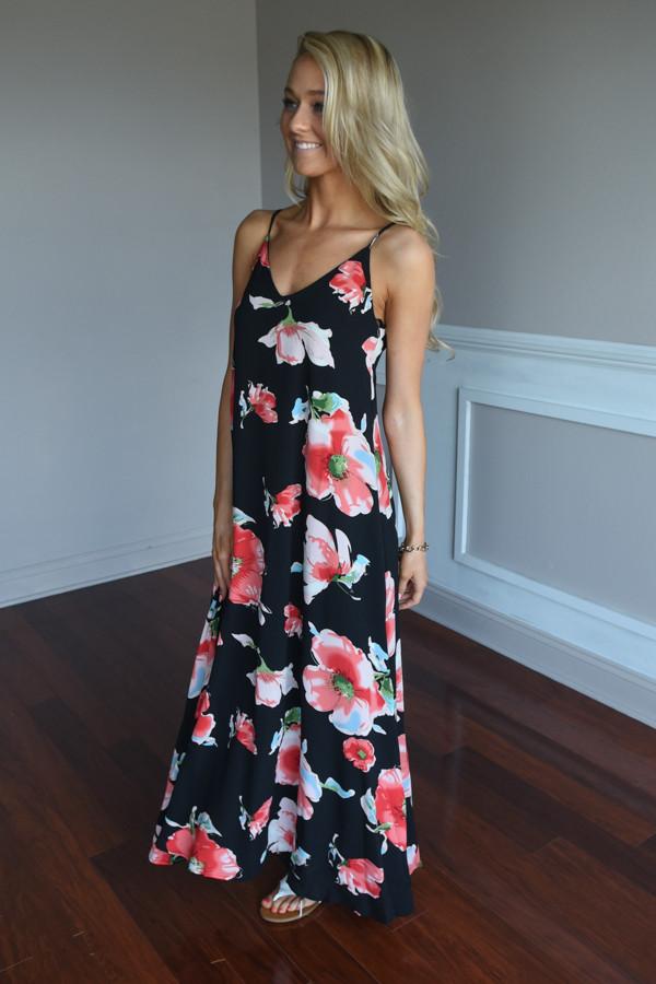 Black Floral Maxi Dress