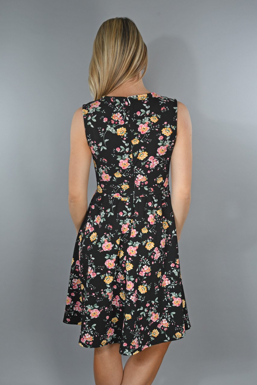 Floral Fields Dress ~ Black