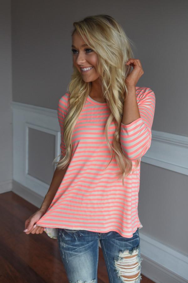 Neon Lights Top ~ Coral