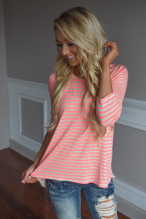 Neon Lights Top ~ Coral