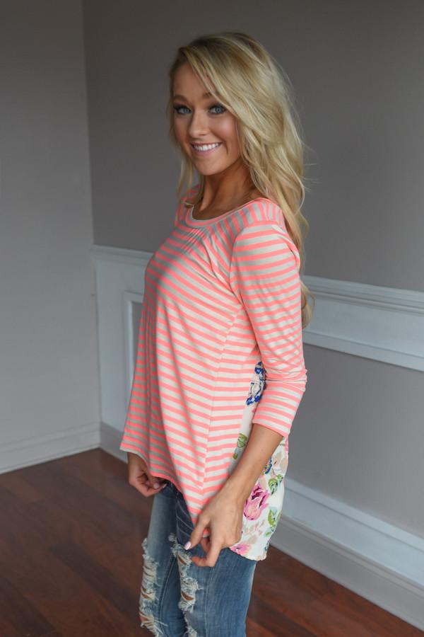 Neon Lights Top ~ Coral