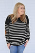 Long Sleeve Striped Black Top *2nds*