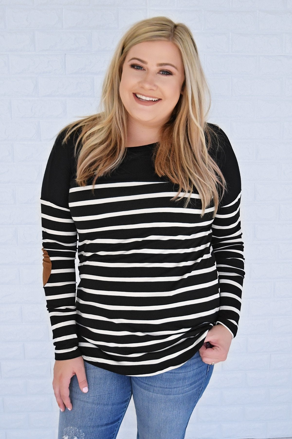 Long Sleeve Striped Black Top *2nds*