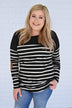 Long Sleeve Striped Black Top *2nds*