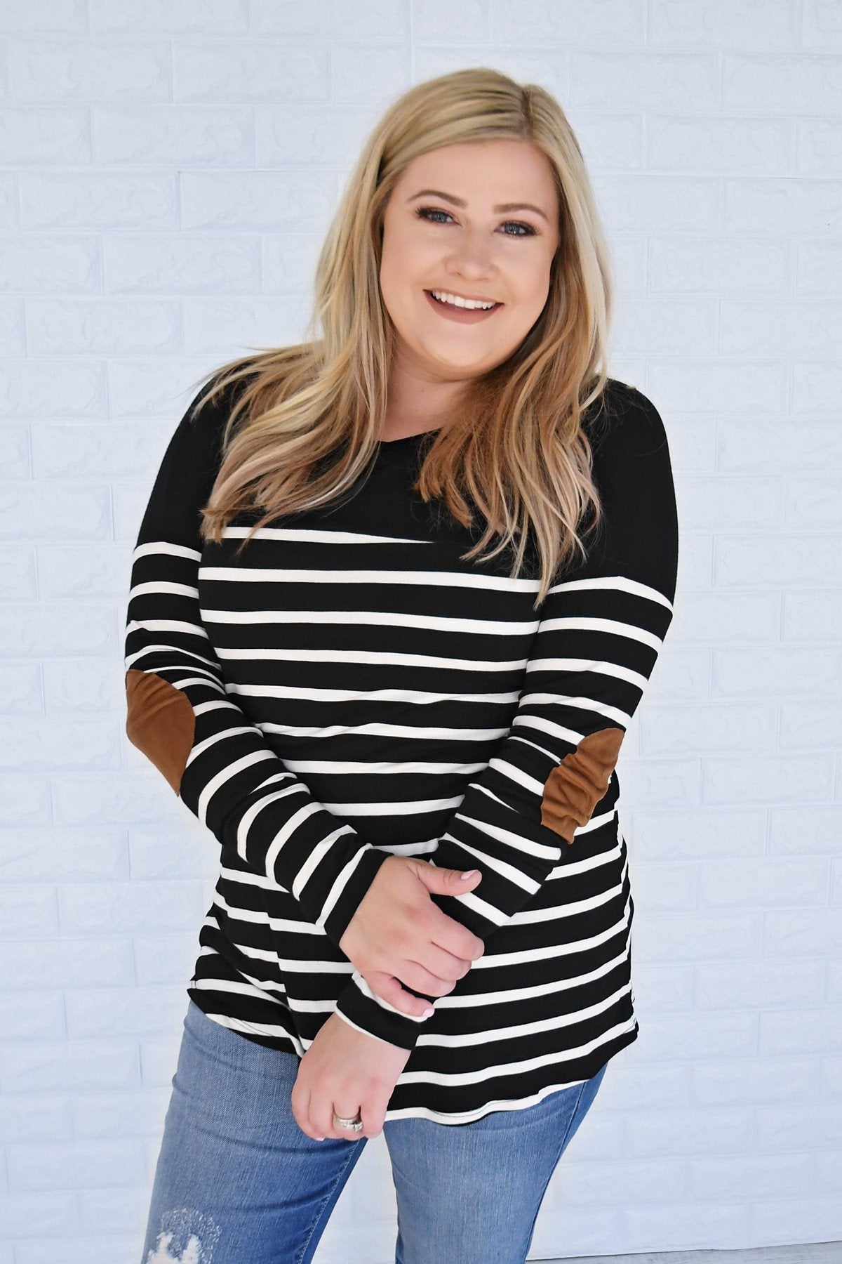 Long Sleeve Striped Black Top *2nds*
