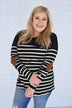 Long Sleeve Striped Black Top *2nds*
