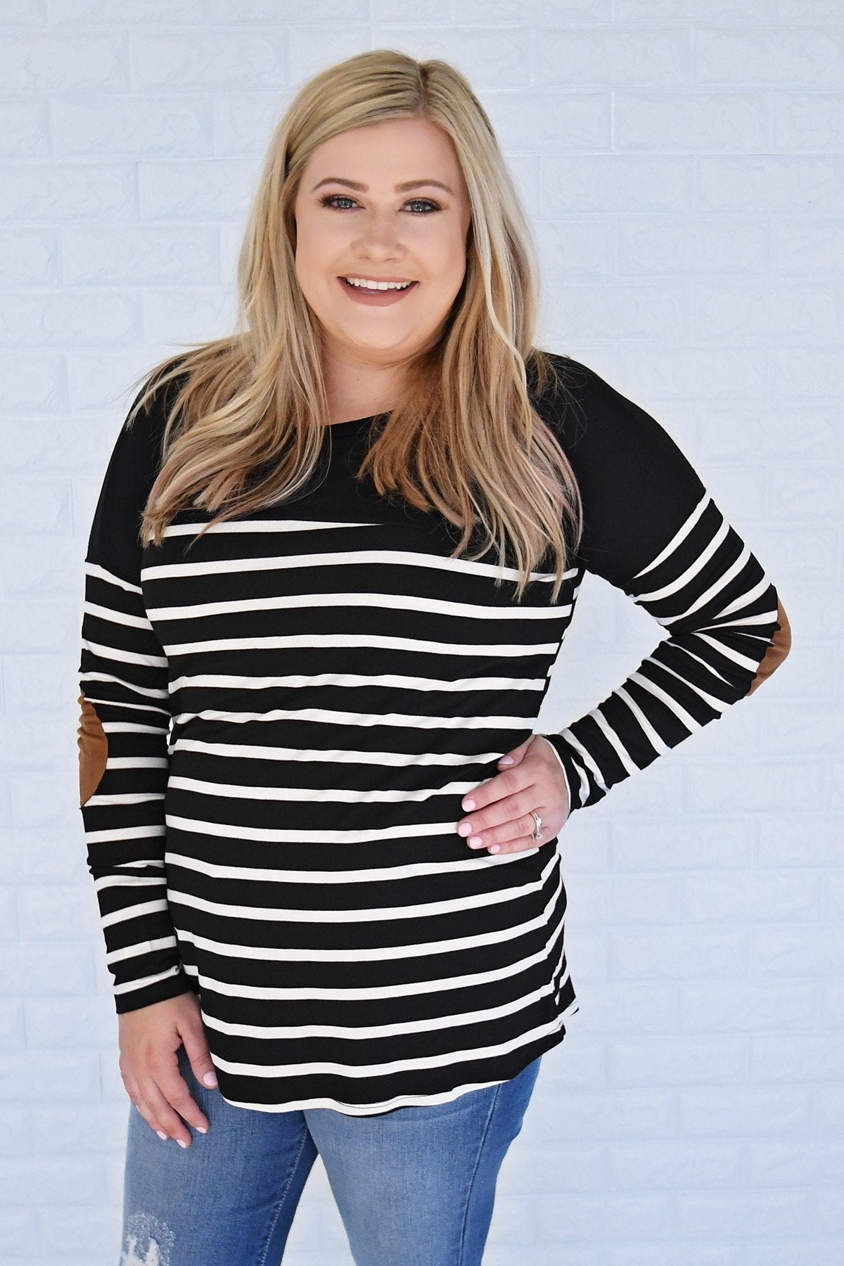 Long Sleeve Striped Black Top *2nds*