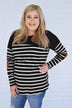 Long Sleeve Striped Black Top *2nds*