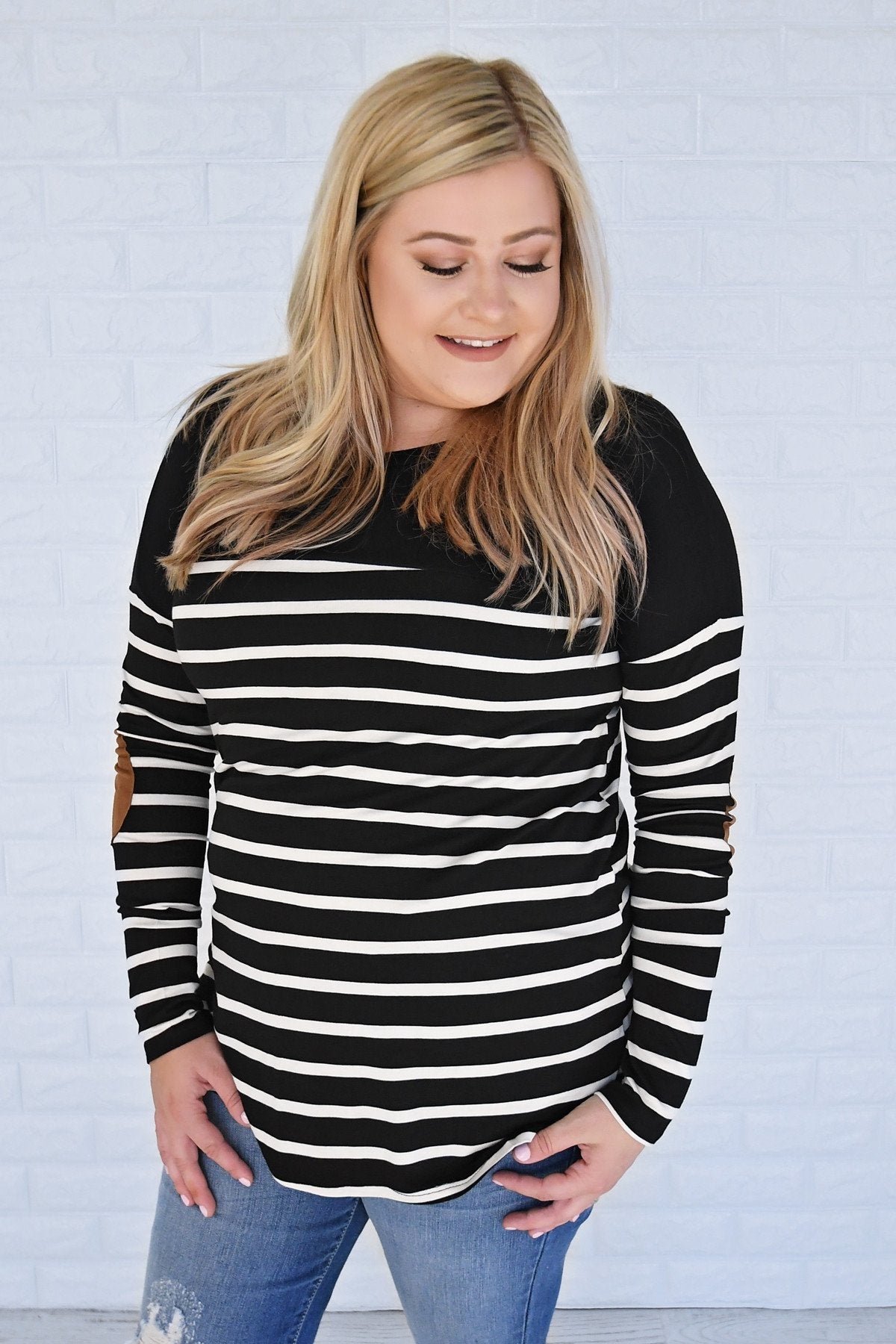 Long Sleeve Striped Black Top *2nds*
