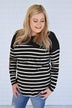 Long Sleeve Striped Black Top *2nds*