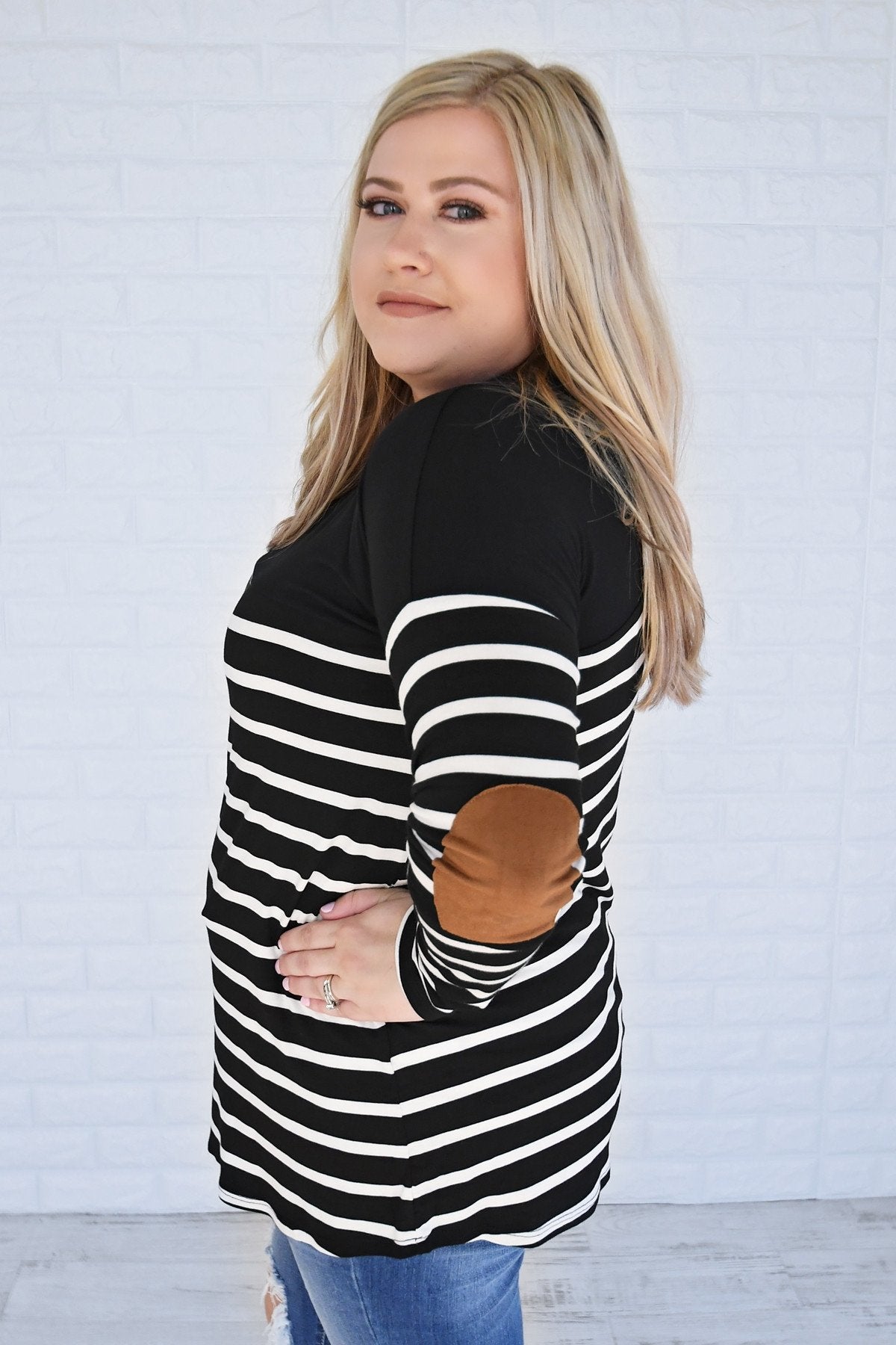 Long Sleeve Striped Black Top *2nds*