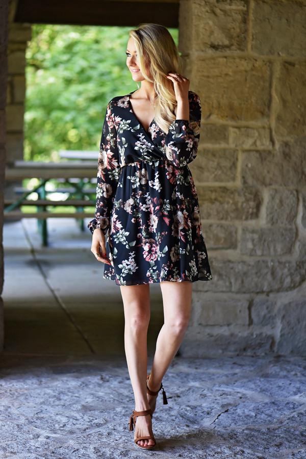 Embrace Black Floral Dress – The Pulse Boutique