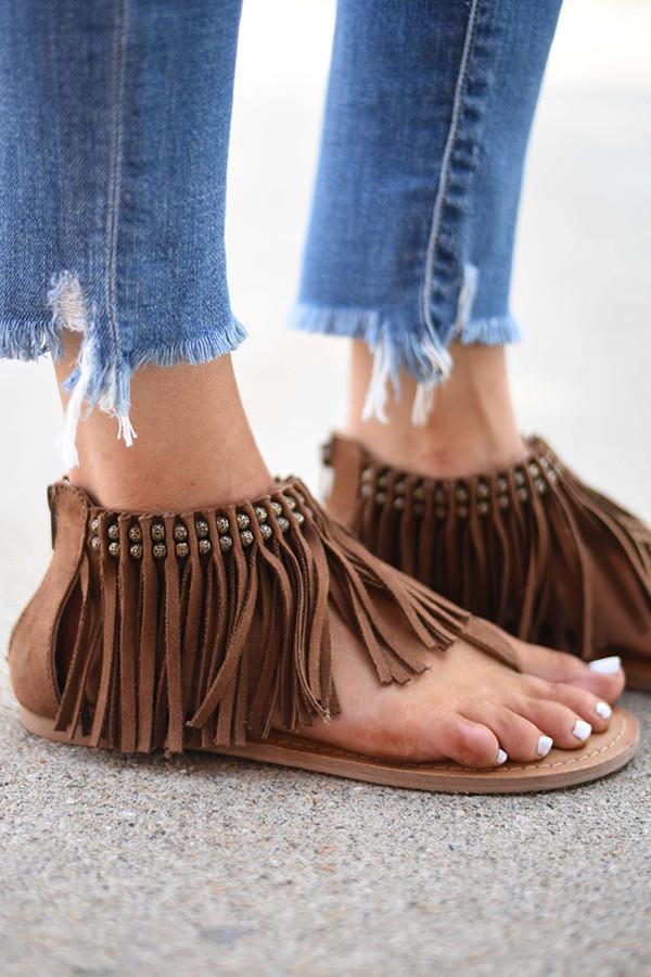 Not rated fringe sandals outlet