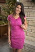 Feisty in Fuchsia Lace Dress
