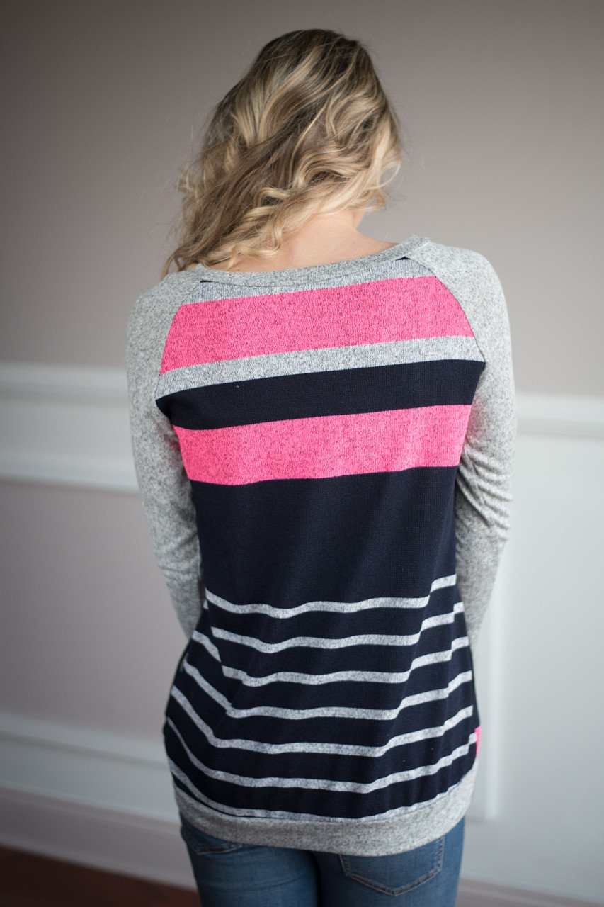 Catch Me Outside Top ~ Pink Stripe