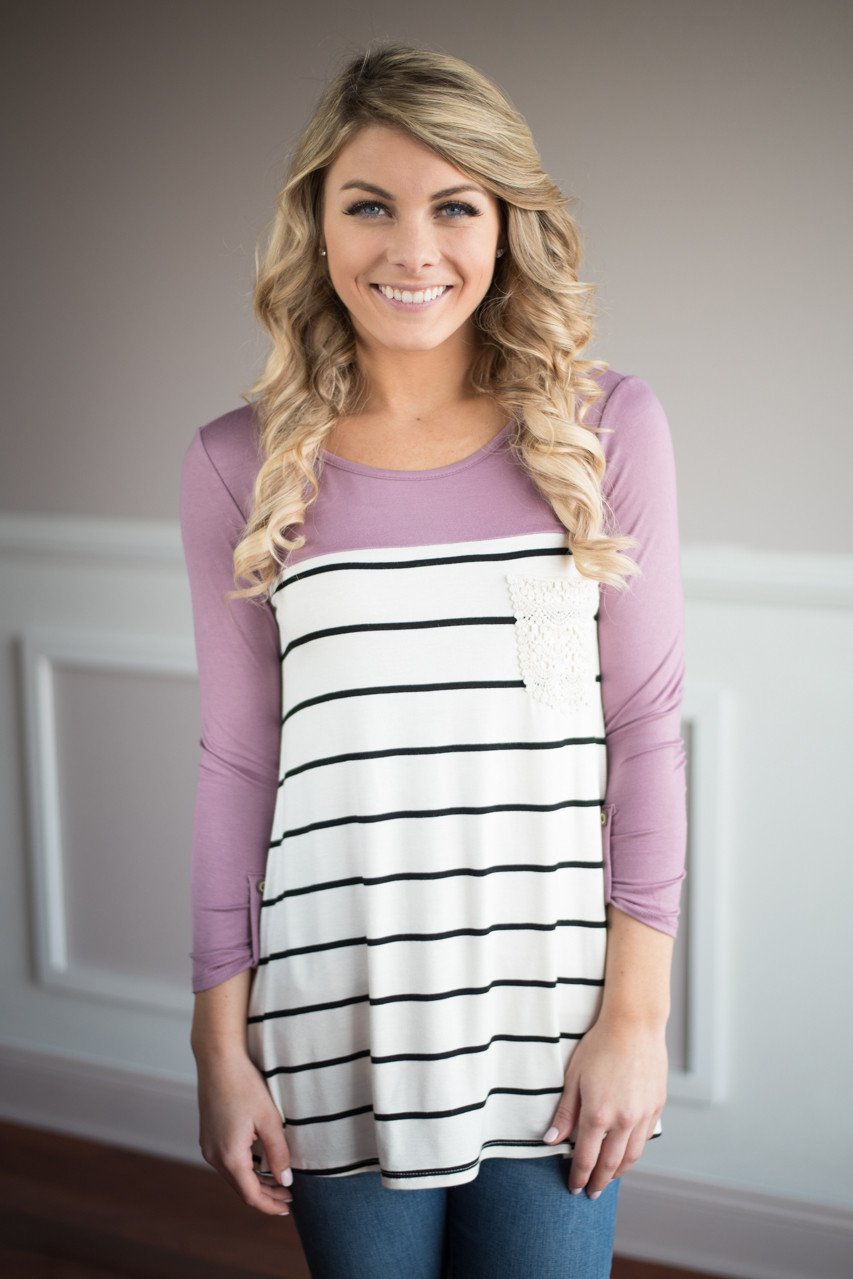 Mauve Crochet Pocket Top