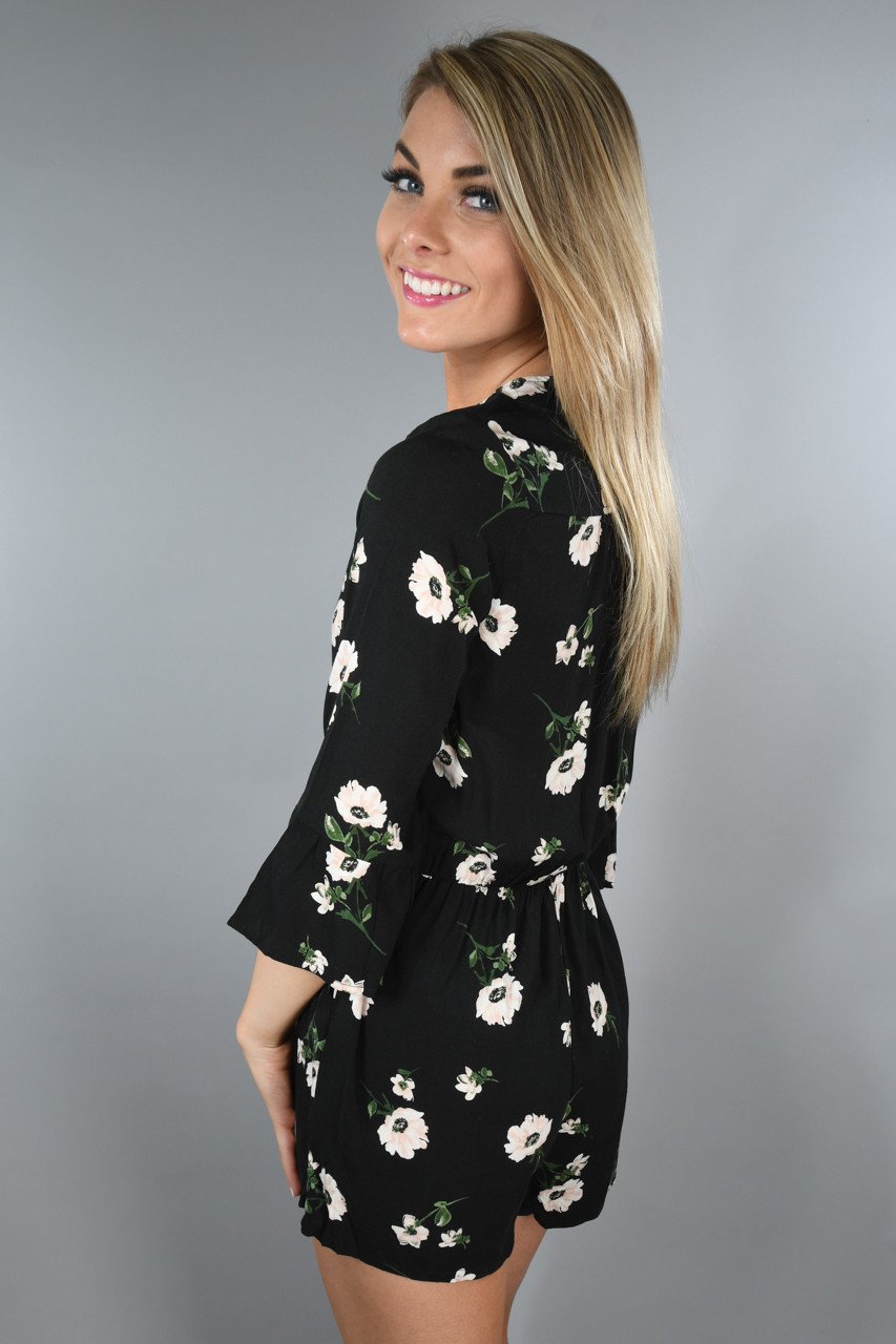 Black Floral Romper